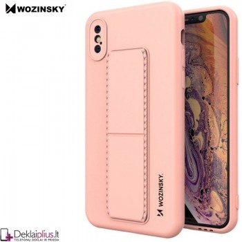 Wozinsky silikoninis dėklas - stovas rausvas (telefonui Apple Iphone Xs Max)   